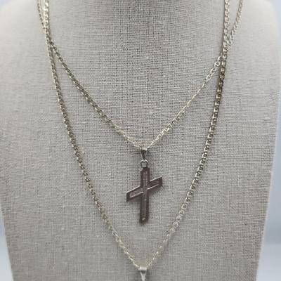 Sterling Cross and  Dove on Sterling Chains