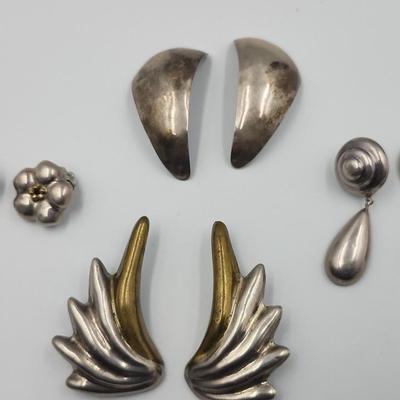 Vintage Sterling Clip On Earrings 