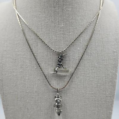 Sterling Elf and Quartz Pendants on Sterling Chains
