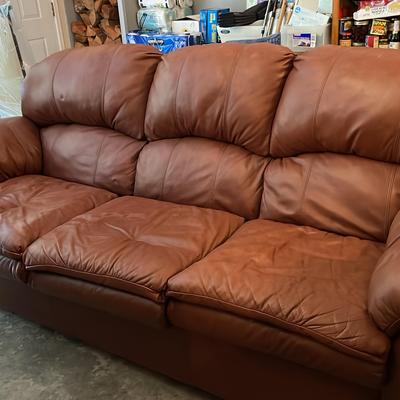 Reddish Brown Leather Sofa 