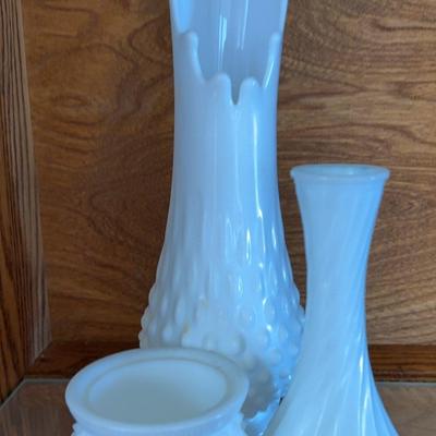 Fenton Milk Glass Hobnail Swung Vase, Toothpick Holder
