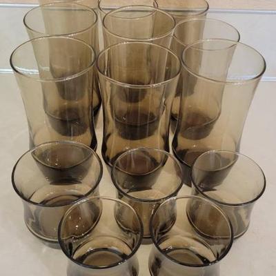 Libbey Smoky Brown Glassware 1970s. 