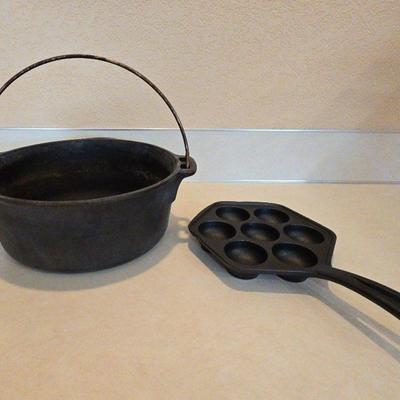 Wagner Ware Dutch Oven, Danish Aebleskiver Pan. 
