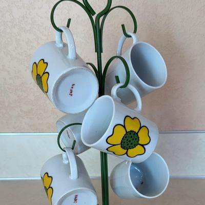 Flower Mug Set w/Holder 