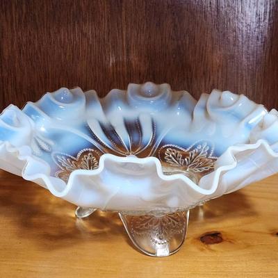 Ruffled Opal Glass Candy Bowl
