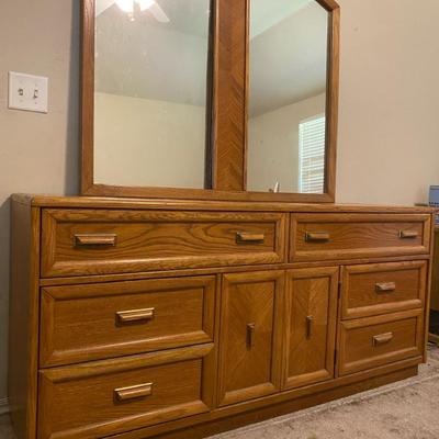 Wooden Dresser With Mirror 