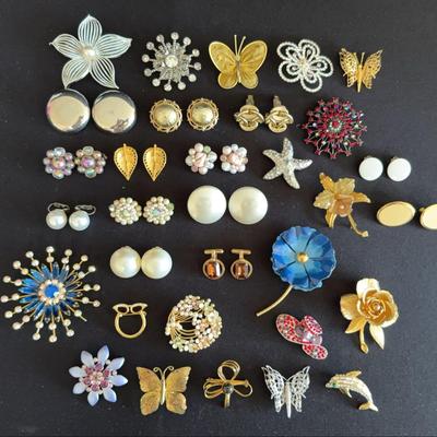 Clip-On Earrings & Pins Lot