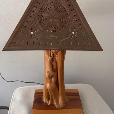 Rustic Texas Star Lamp With Wooden Base