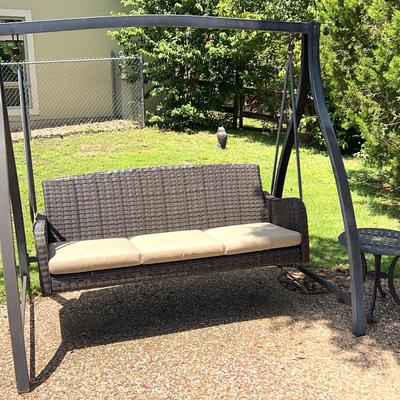 Woven Patio Swing and Side Table