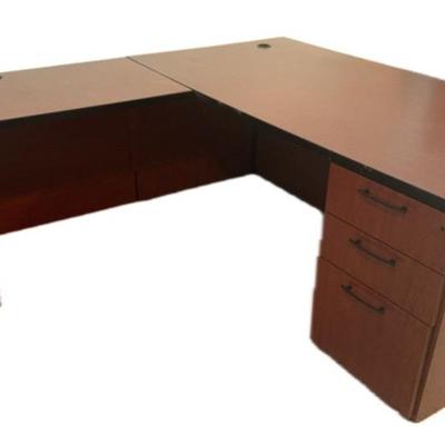 Large L Shaped Office Desk With Filing Drawers *upstairs*