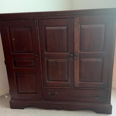 Dark Wood Cherry Entertainment System With Swivel Stand And Drawers *upstairs*