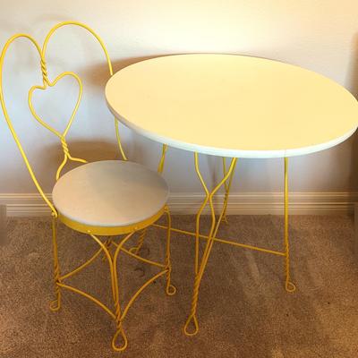 Sweet Yellow Metal Table And Chair