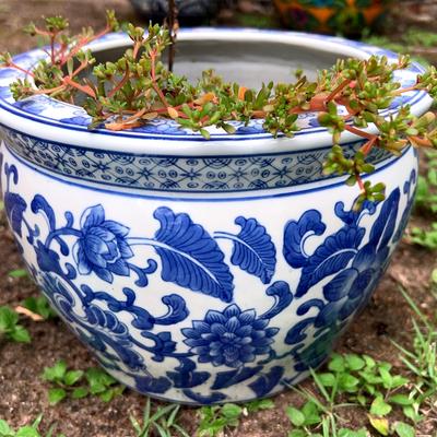 Intricate Blue And White Pot