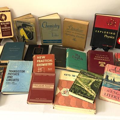 Vintage College textbooks Abd high school Textbooks, football magazines, and vintage play handout s