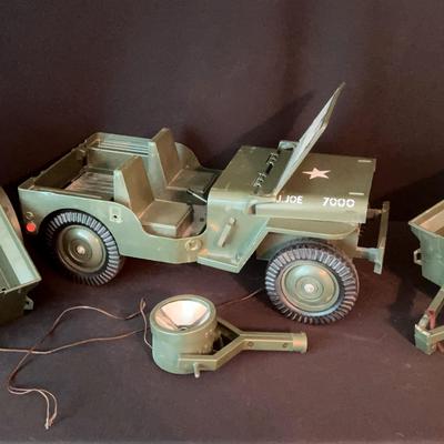 Vintage G.I. Joe 7000 Jeep And Two Trailers With Spotlight