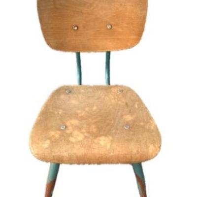 Vintage Kindergarten, Wooden And Metal Chair