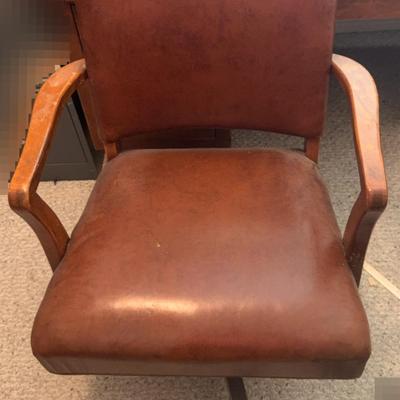 Vintage Leather Rolling Office Chair *upstairs*