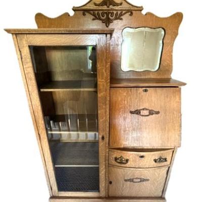 Antique Secretary Desk With A Book Case