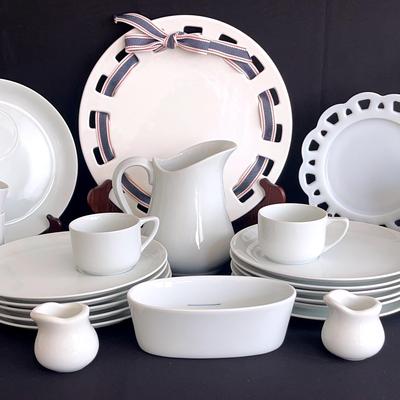 Lets Have A Party : Large Set Of White Snack Dishes & Cups, Coffee Cups And Servingware