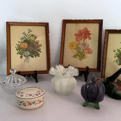 Vintage Flower Prints, Milk Glass Fenton, and More