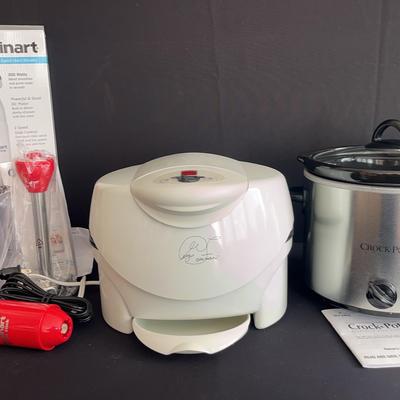 Trio Of Kitchen Must Haves : Foreman Roaster/Cooker, Hand Blender & Crockpot