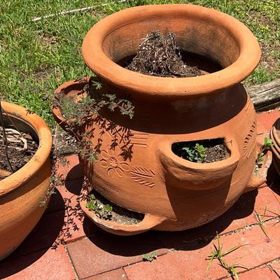 Three Medium Terracotta Pots