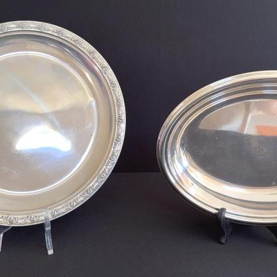 Sterling Silver 596g: 1 - 10in plate, 1 - 10in dish/bowl **See pictures for weight
