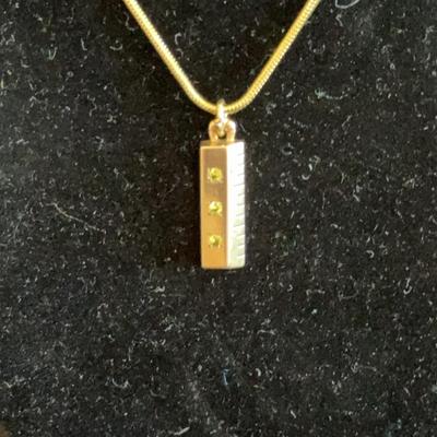 10K Gold RULER Pendant with Gypsy set Topaz