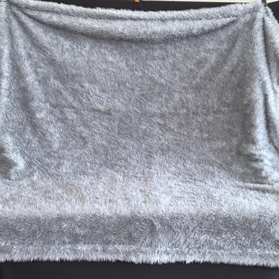 Gray Faux Fur  & reverse Side Marea Plaid Throw Blanket Brand New With Tag On