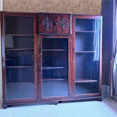 Flame Mahogany Triple Bookcase .jpg