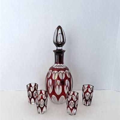 Bohemian Ruby Red Decanter Set .jpg