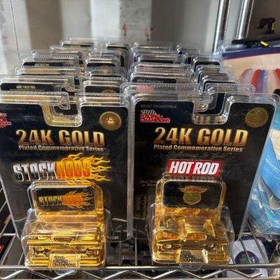 #4054 • 16 Racing Champions Limited Edition 24K Gold Plated Commemorative Series Toy Cars
