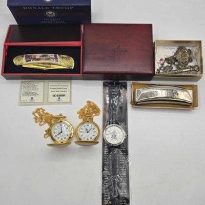 Sale Photo Thumbnail #89: #1900 • President Donald Trump Pocket Knife, Harmonica & More
