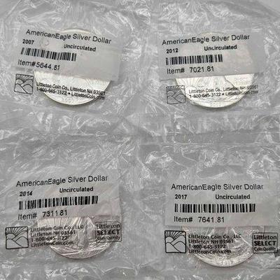 Sale Photo Thumbnail #69: #1252 • (4) 2007-2017 .999 Fine Silver American Eagle Silver Dollars
