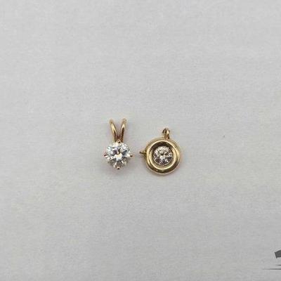 Sale Photo Thumbnail #60: #798 • (2) 14k Gold Pendants with Diamonds, 1.5g
