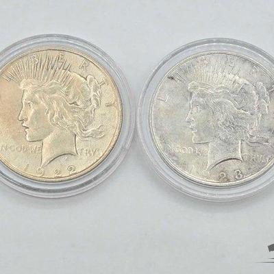 Sale Photo Thumbnail #75: #1304 • (2) Liberty Peace Dollars
