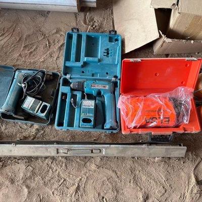 Sale Photo Thumbnail #321: #12044 • 2 Makita Power Drills, ELSA Escape Apparatus, Torque Wrench, Emergency Light Covers
