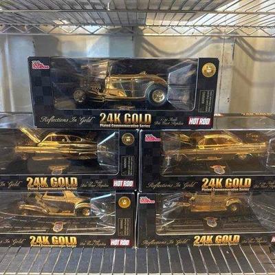 #4058 • 5 Racing Champions Limited Edition 1:24 Scale Hot Rod Magazine Reflections in Gold 24K Gold Plated...
