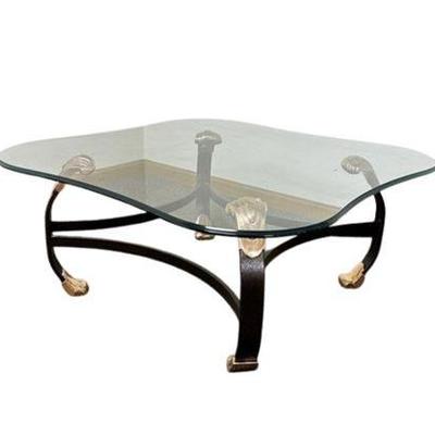 Lot 012-052 
Post Modern Brass And Glass Cocktail Table