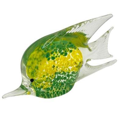 Lot 026   
Sommerso Hand Blown Green and Yellow Angel Fish Paperweight