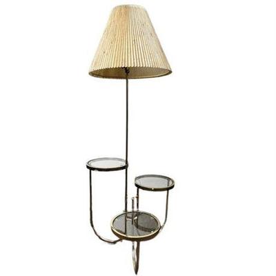 Lot 009-056  
Mid Century Metal And Glass Three Tier Table Floor Lamp