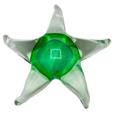 Lot 016-001  
Murano Style, Large Blown Glass Green Starfish Paperweight