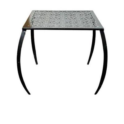 Lot 246  
Black Metal Table With Cut Out Design And Flared Legs