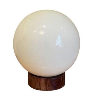 Lot 013-270   
MCM Globe and Teak Table Lamp
