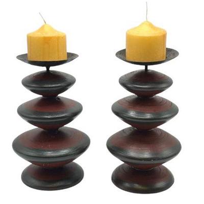 Lot 010-035   
Brancusi Wood Candle Holders, Pair of Two (2)