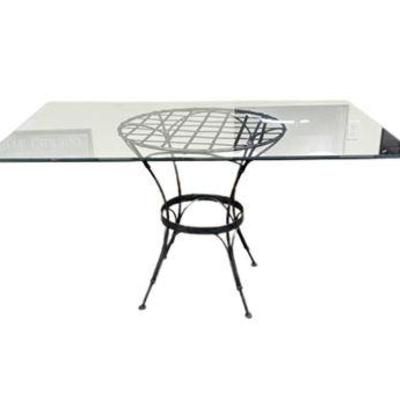 Lot 061   
Glass Top Wrought Iron Dining Table