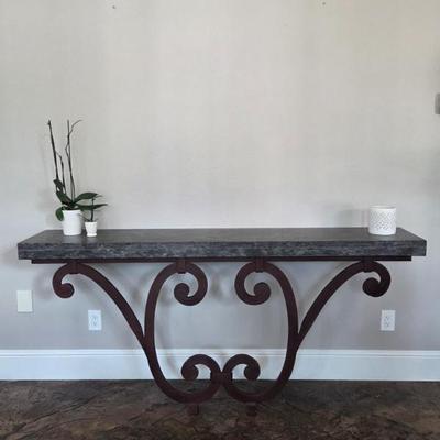 Sale Photo Thumbnail #63: Wall Mounted Polished Granite Entry Table: 80 X 36.5 tall X 16.25 deep