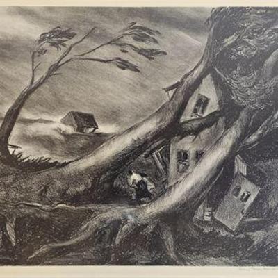 Lot 112  
Ann Brockman (1895-1943) "Hurricane" 1939 Lithograph,