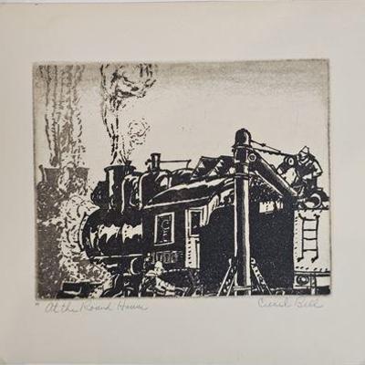 Cecil C. Bell (1906-1976) "At The Round House" Etching, Signed