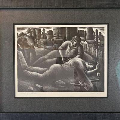 Lot 028 
Paul Raphael Meltsner (1905-1966) "Death of a Striker" Etching, Pencil-Signed
